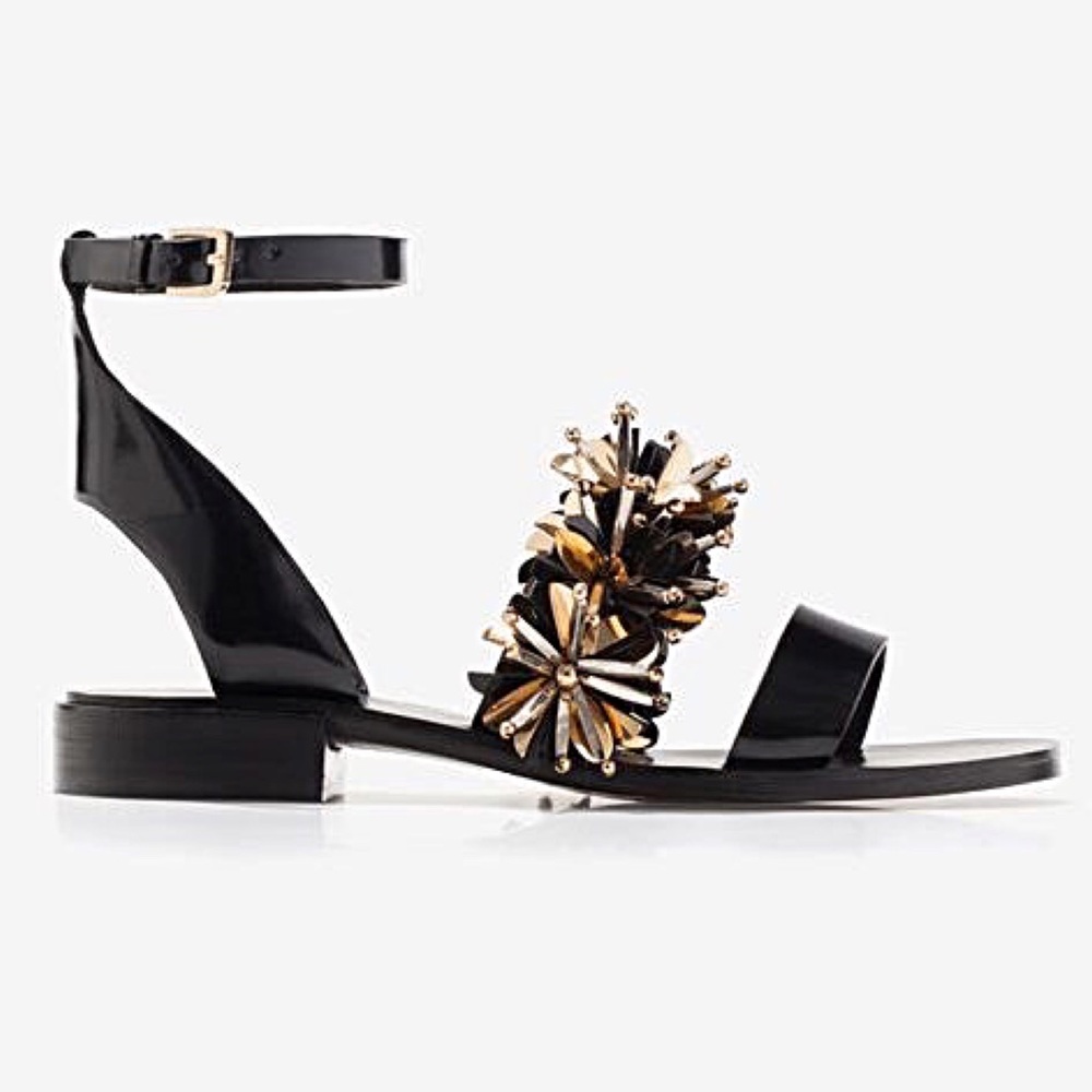 Authentic Uterque Embellished Leather Sandals
